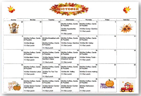 october color calendar